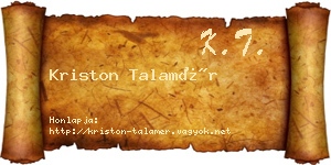 Kriston Talamér névjegykártya